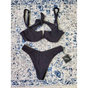 ZAFUL Women's Floral V-Wired Underwire High Leg Two Piece Bikini Set Swimsuit 6